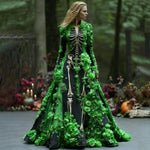 Maxi Dress Long Sleeve Skeleton Floral Print