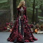 Maxi Dress Long Sleeve Skeleton Floral Print