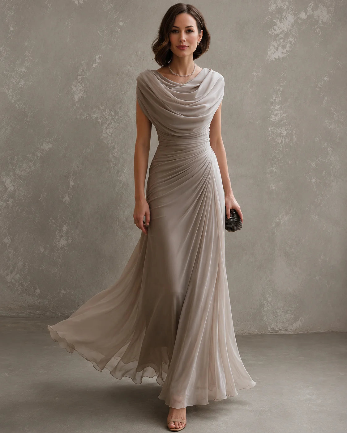 Maxi Dress Sleeveless Draped Floor-Length Formal Occasion