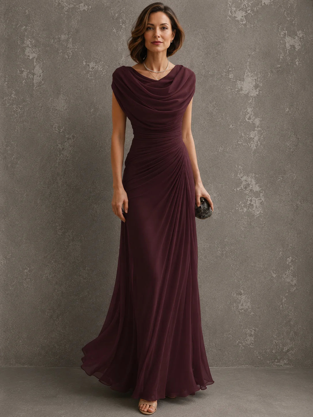 Maxi Dress Sleeveless Draped Floor-Length Formal Occasion