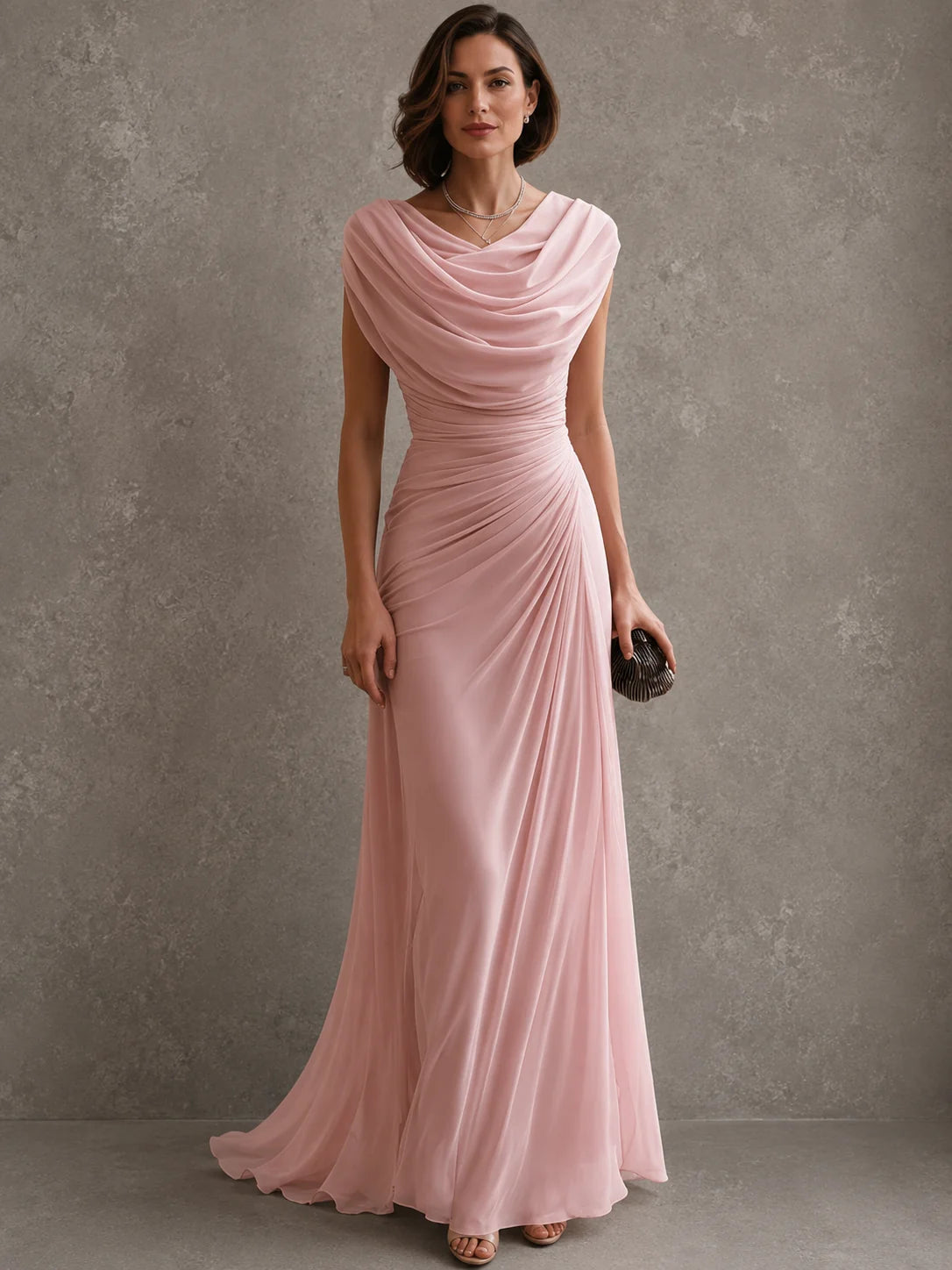 Maxi Dress Sleeveless Draped Floor-Length Formal Occasion