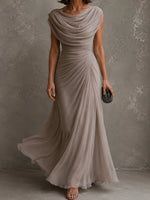 Maxi Dress Sleeveless Draped Floor-Length Formal Occasion