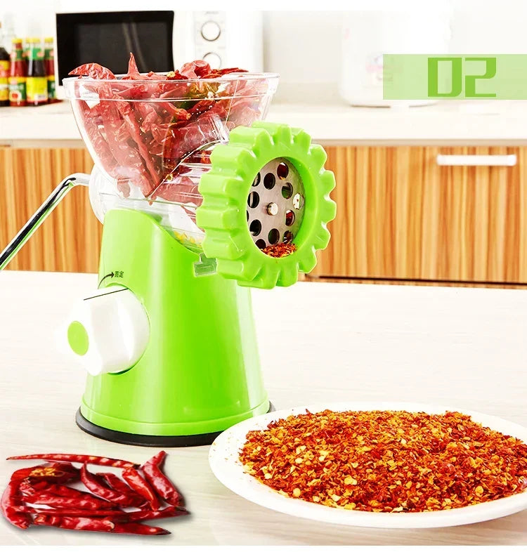 Meat Grinder Manual Hand-Crank Metal Construction