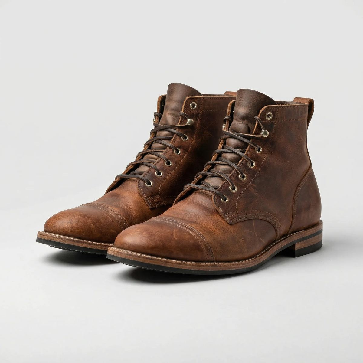 Men’s Ankle Boots Lace-Up Brown Lug Sole