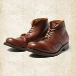 Men's Boots Leather Retro Lace-Up Non-Slip Sole