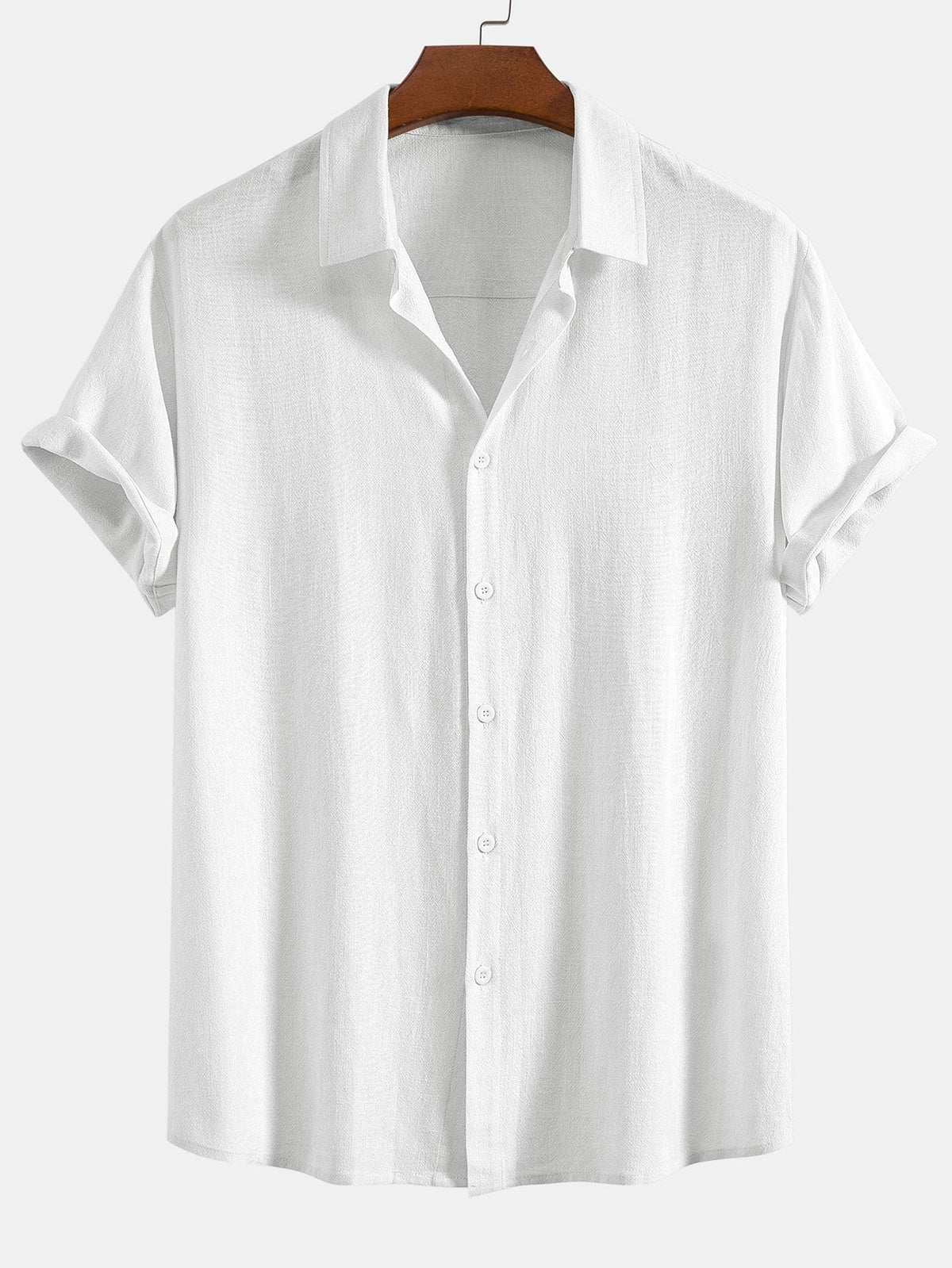 Men’s Button-Up Shirt Linen Blend Short Sleeve Relaxed Fit Breathable Lightweight Comfort