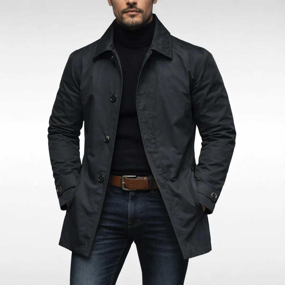 Men’s Coat Lightweight Lined Wind-Resistant Button-Front