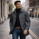 Men’s Coat Lightweight Lined Wind-Resistant Button-Front