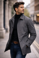 Men’s Coat Lightweight Lined Wind-Resistant Button-Front