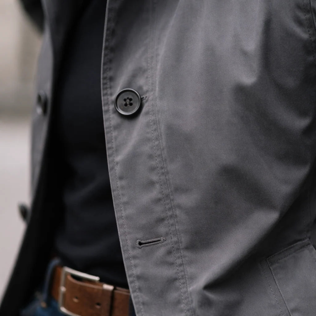 Men’s Coat Lightweight Lined Wind-Resistant Button-Front