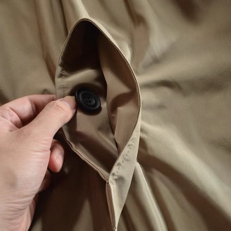 Men’s Coat Mid-Length Button-Front Turn-Down Collar