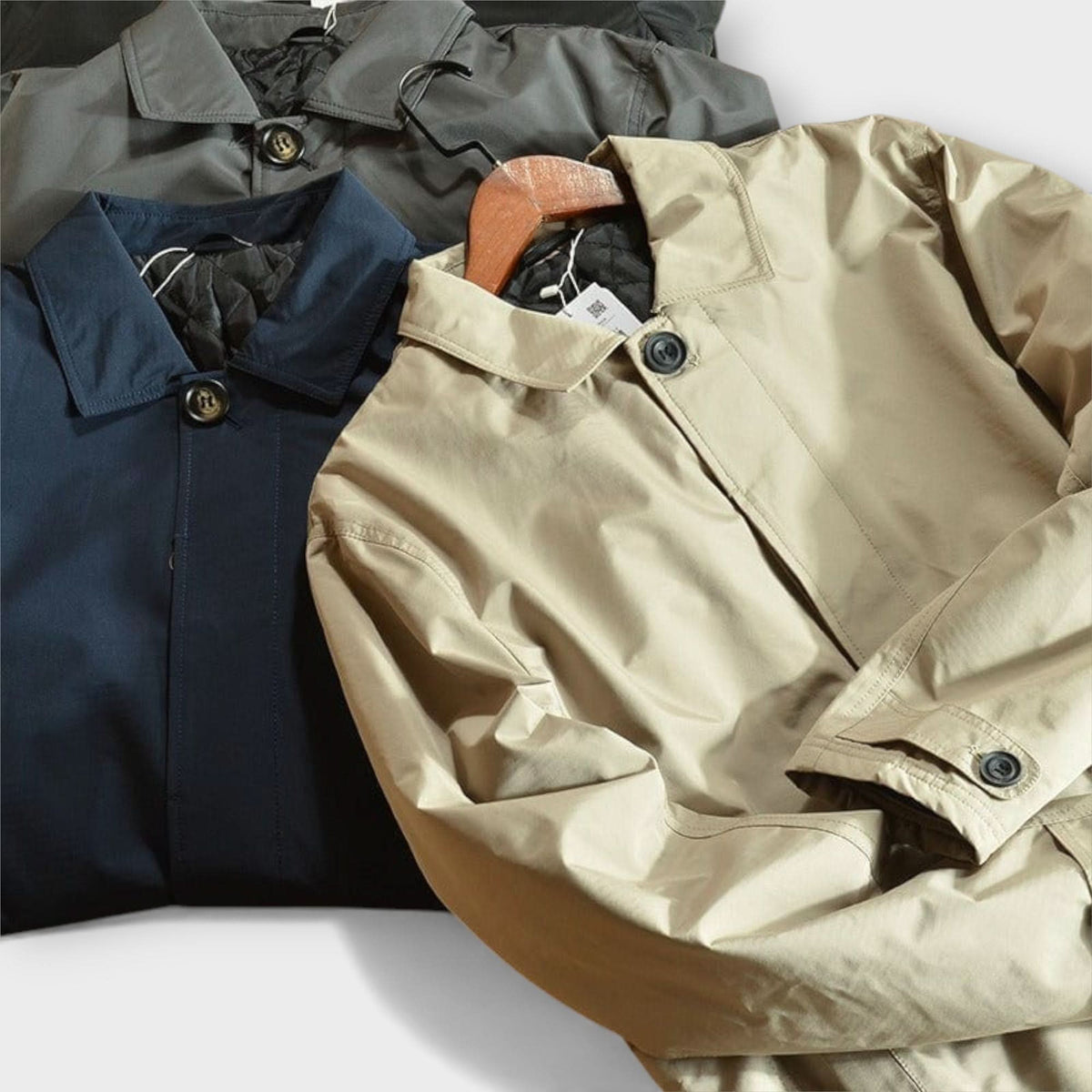 Men’s Coat Mid-Length Button-Front Turn-Down Collar
