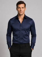 Men’s Dress Shirt Slim Fit Stretch Satin-Look Finish