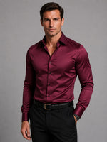 Men’s Dress Shirt Slim Fit Stretch Satin-Look Finish