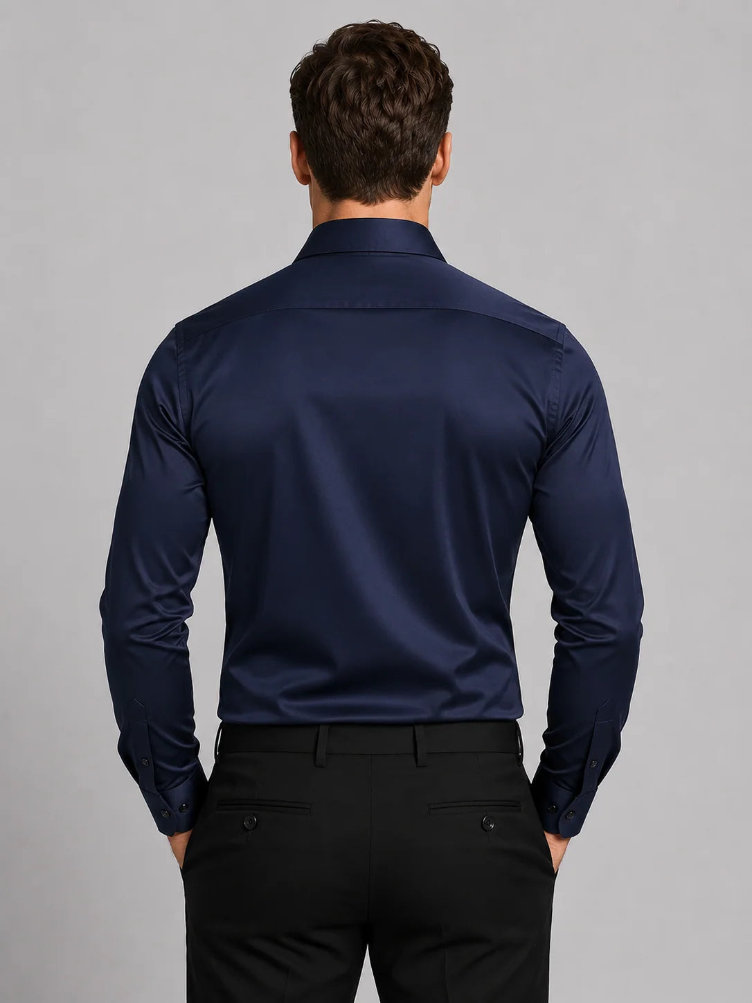 Men’s Dress Shirt Slim Fit Stretch Satin-Look Finish