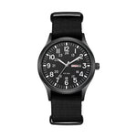 Men's Field Watch Woven Fabric Strap Day-Date Display 24-Hour Dial