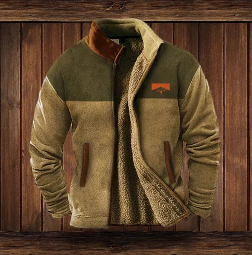 Men's Fleece Jacket Full-Zip High Collar Side Pockets