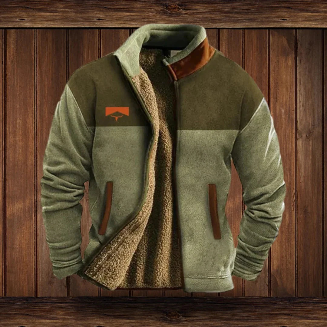 Men's Fleece Jacket Full-Zip High Collar Side Pockets