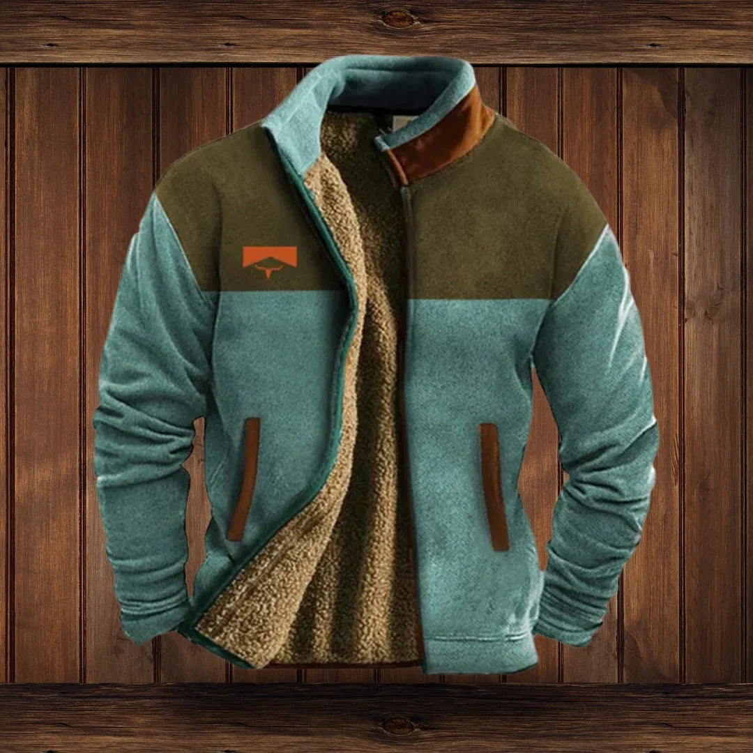 Men's Fleece Jacket Full-Zip High Collar Side Pockets