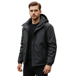 Men’s Jacket Waterproof Windproof Fleece-Lined With Adjustable Hood