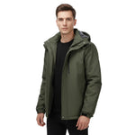 Men’s Jacket Waterproof Windproof Fleece-Lined With Adjustable Hood