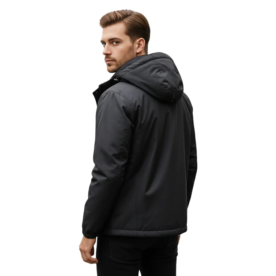Men’s Jacket Waterproof Windproof Fleece-Lined With Adjustable Hood
