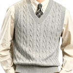 Men’s Knit Vest Cable-Knit V-Neck Wool Blend