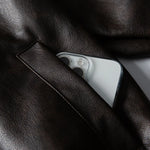 Men’s Leather Bomber Jacket Boxy Fit Full-Zip Closure Wind-Blocking Ribbed Cuffs