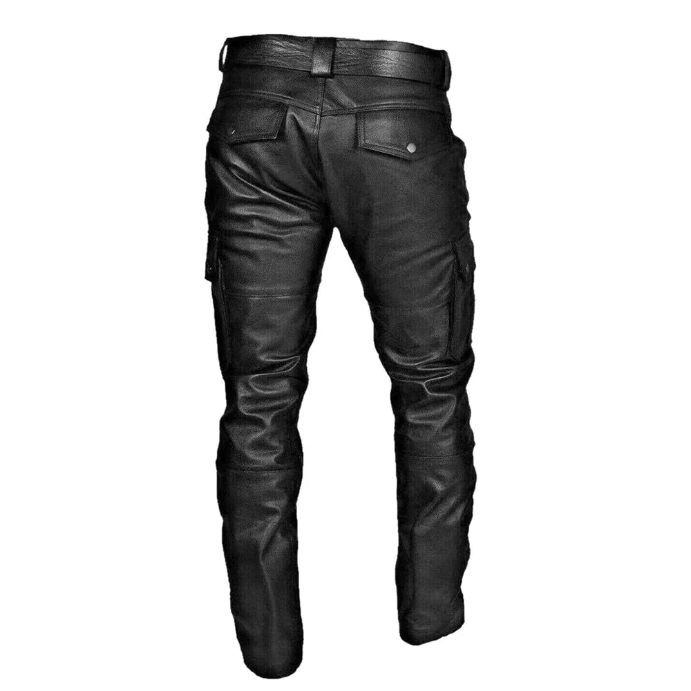Men’s Leather Pants Genuine Leather Slim Fit Biker Style