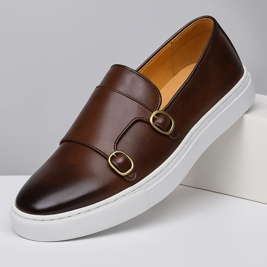 Men’s Loafers Double Monk Strap Cushioned Sole