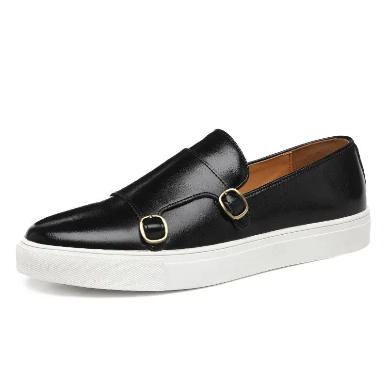 Men’s Loafers Double Monk Strap Cushioned Sole