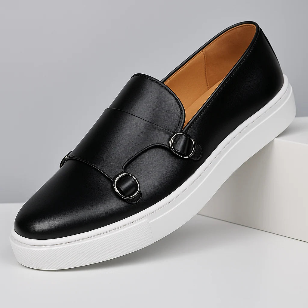 Men’s Loafers Double Monk Strap Cushioned Sole