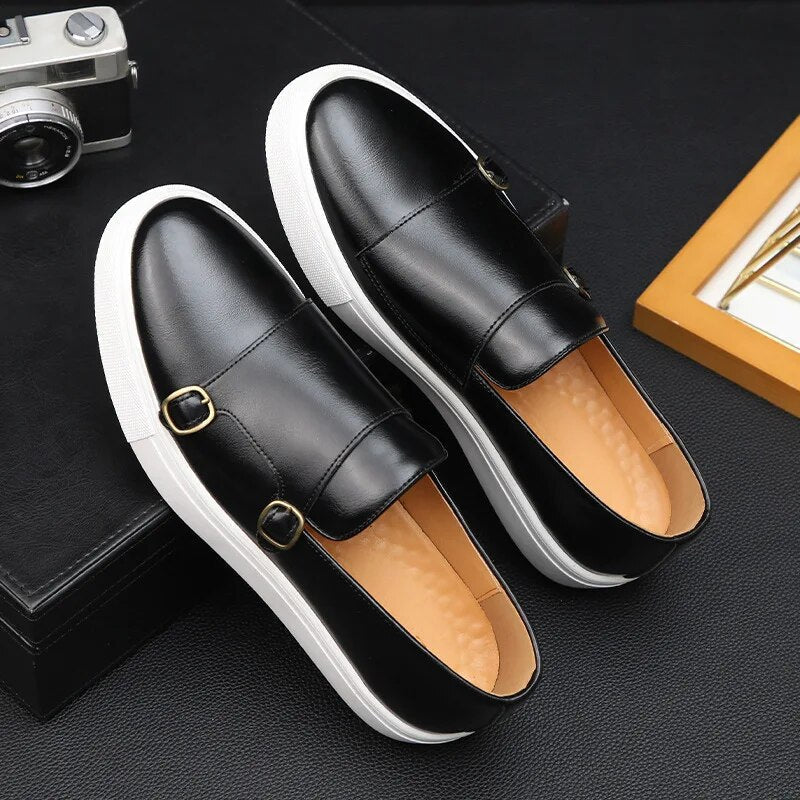 Men’s Loafers Double Monk Strap Cushioned Sole