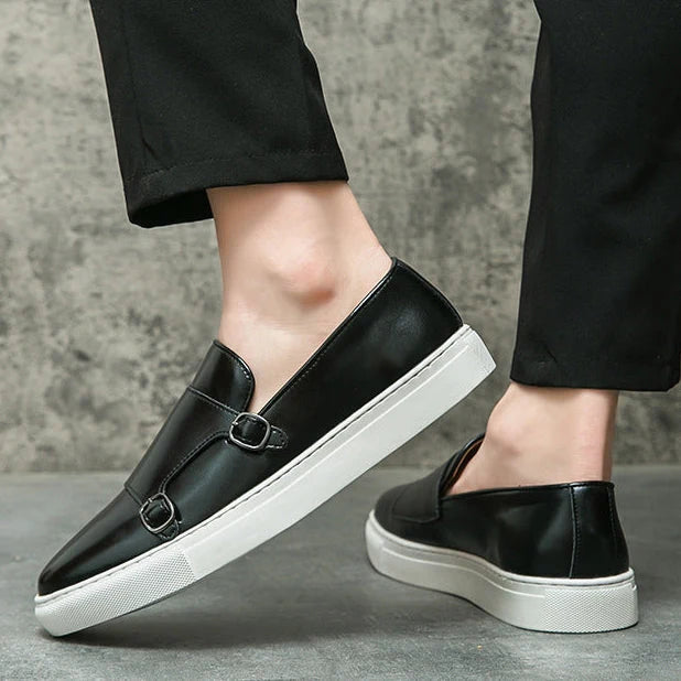 Men’s Loafers Double Monk Strap Cushioned Sole