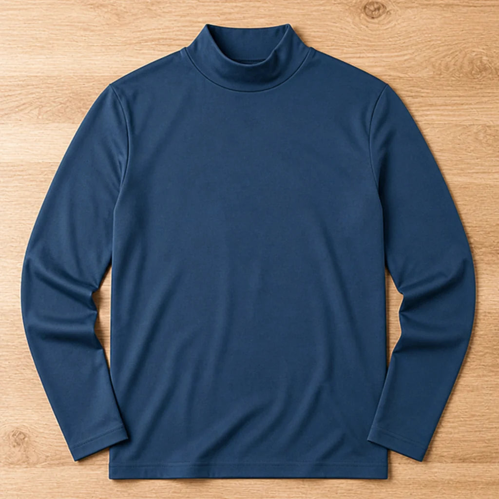 Men’s Long-Sleeve Shirt Slim Fit Fold-Over Stand-Up Collar