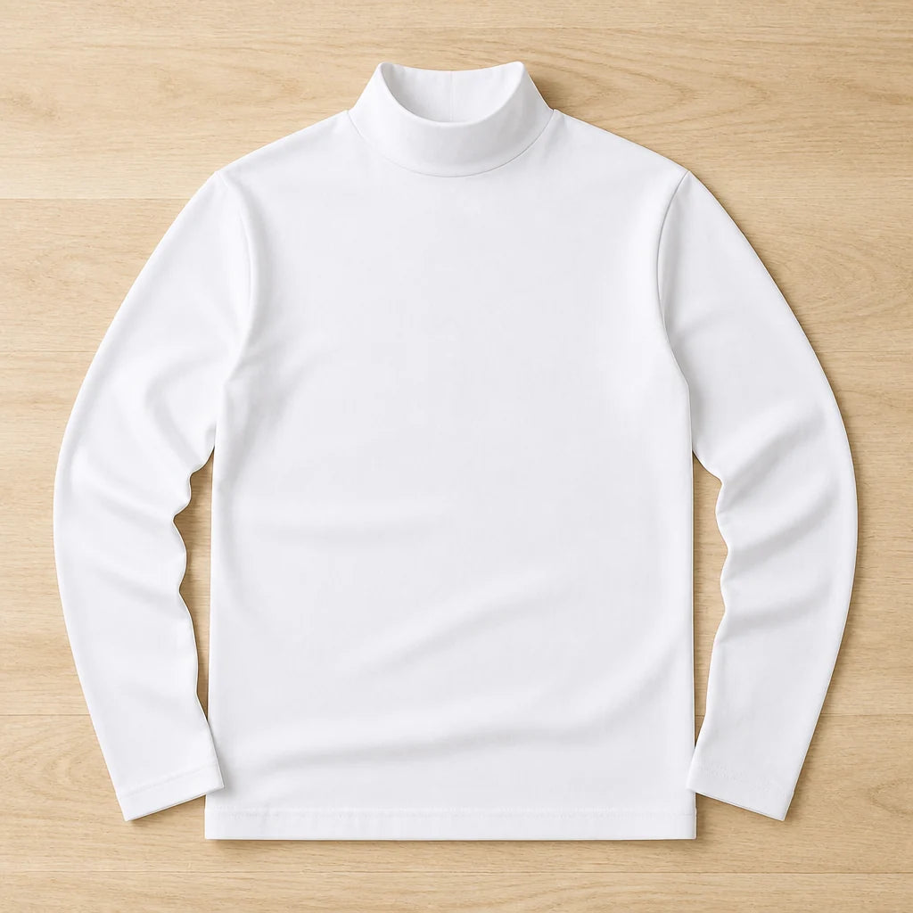 Men’s Long-Sleeve Shirt Slim Fit Fold-Over Stand-Up Collar