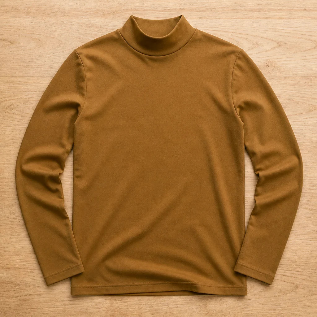 Men’s Long-Sleeve Shirt Slim Fit Fold-Over Stand-Up Collar