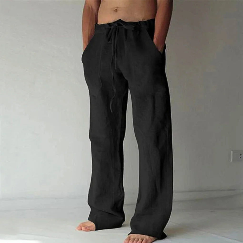 Men’s Lounge Pants Wide-Leg High-Rise Adjustable Drawstring Waist