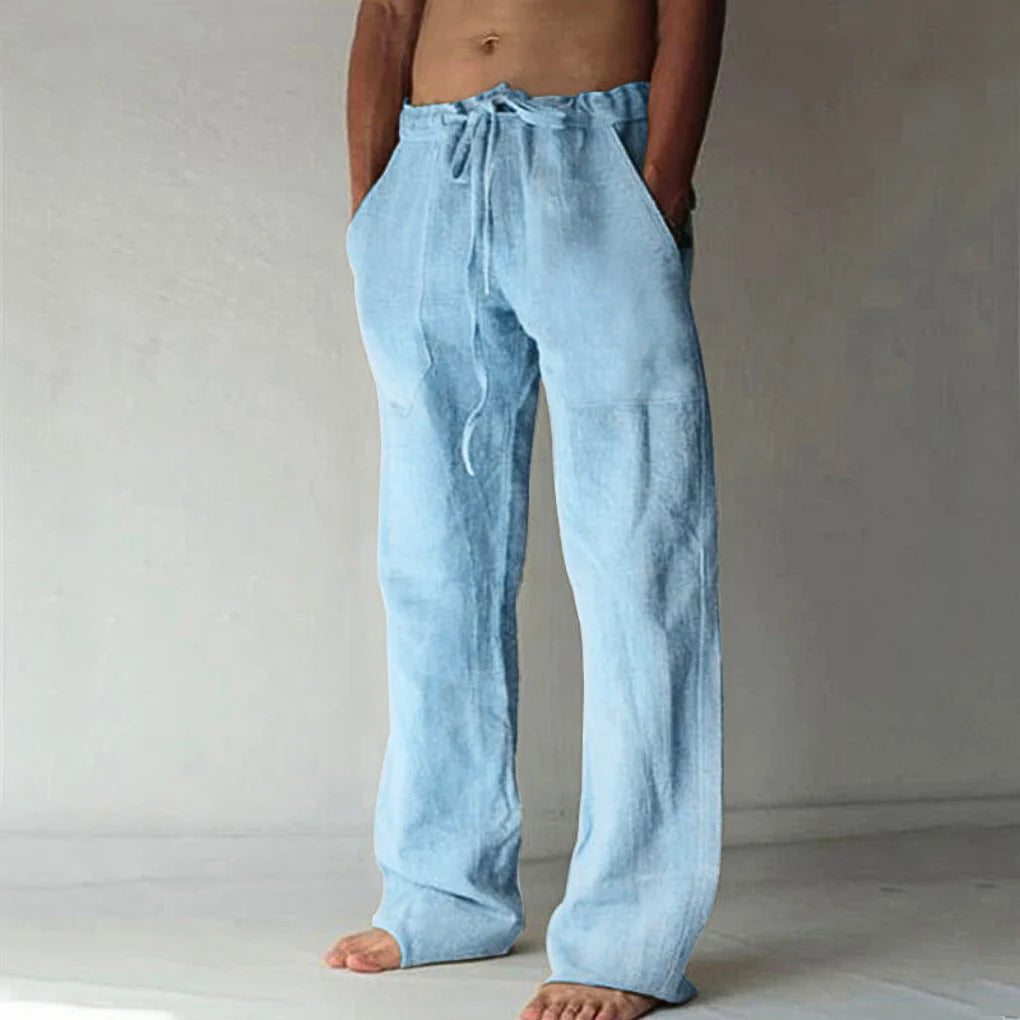 Men’s Lounge Pants Wide-Leg High-Rise Adjustable Drawstring Waist