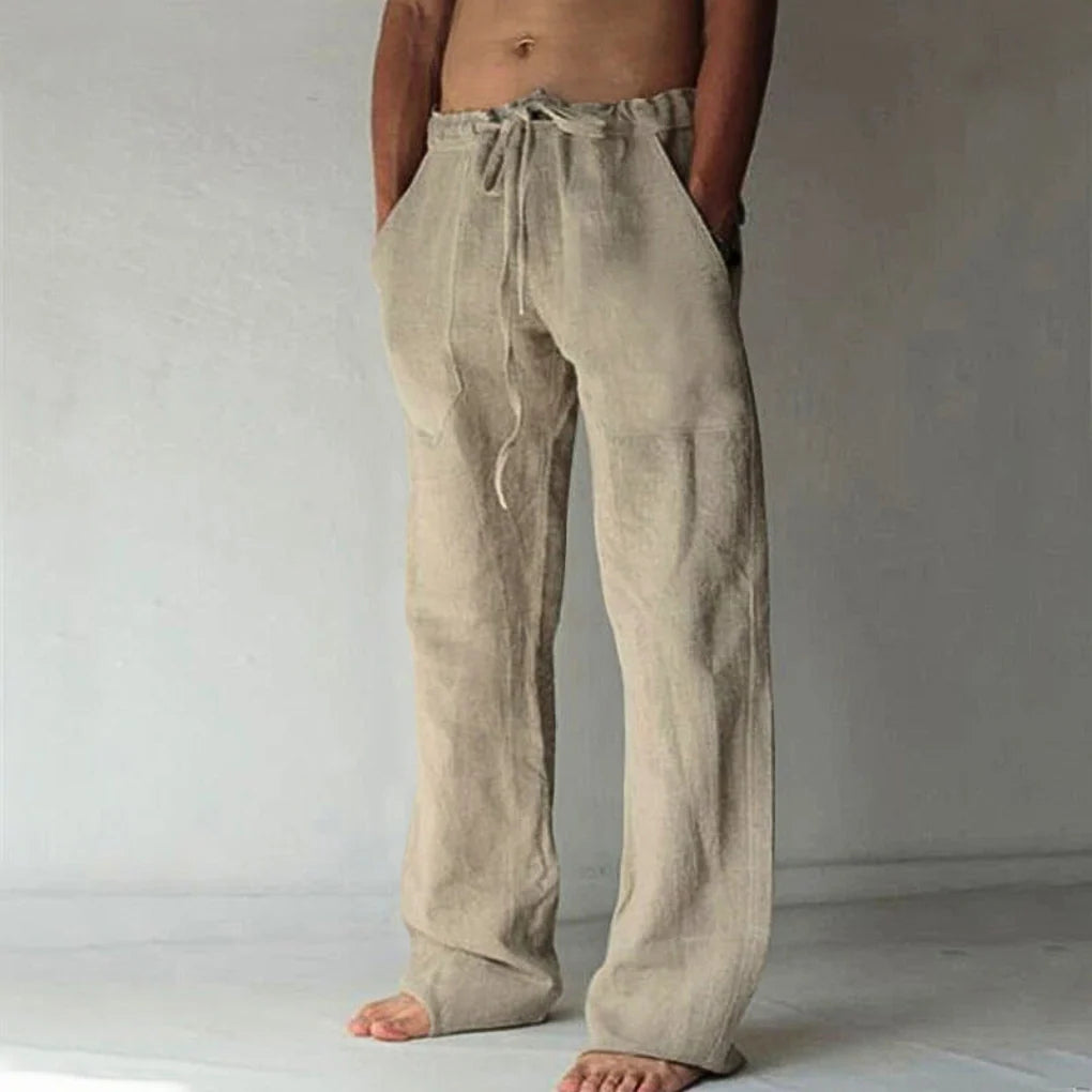 Men’s Lounge Pants Wide-Leg High-Rise Adjustable Drawstring Waist