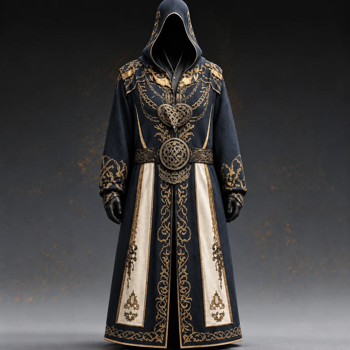 Men's Medieval Costume Hooded Cloak Celtic-Inspired Details