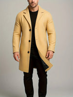 Men’s Overcoat Mid-Length Cotton Lined Button-Front