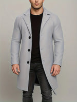 Men’s Overcoat Mid-Length Cotton Lined Button-Front