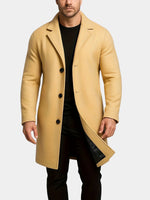 Men’s Overcoat Mid-Length Cotton Lined Button-Front