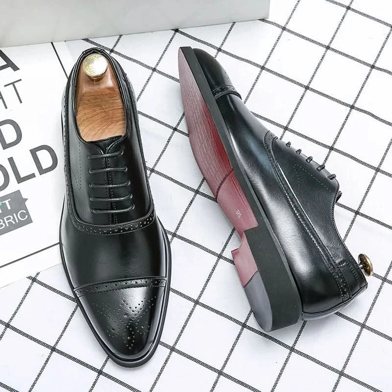 Men’s Oxford Brogue Shoes Genuine Leather Cushioned Footbed