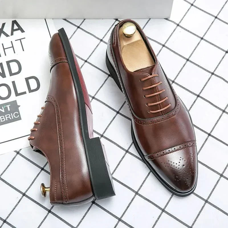 Men’s Oxford Brogue Shoes Genuine Leather Cushioned Footbed