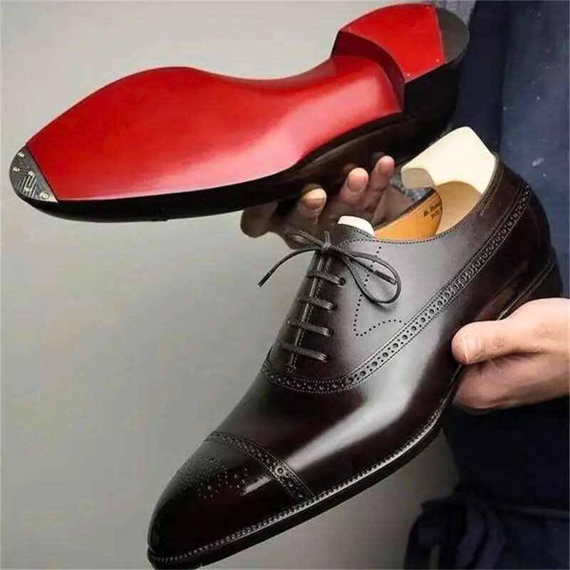 Men’s Oxford Brogue Shoes Genuine Leather Cushioned Footbed