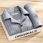 Men’s Pajama Set Soft Breathable Relaxed Fit Button-Front Shirt & Long Pants