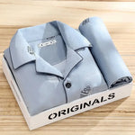 Men’s Pajama Set Soft Breathable Relaxed Fit Button-Front Shirt & Long Pants