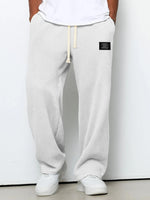Men’s Pants Waffle-Knit Wide-Leg Elastic Drawstring Waist